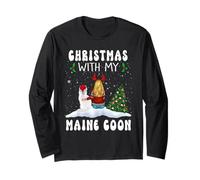 Christmas with My Maine Coon Cat Kitty Funny Xmas Maglia a Manica