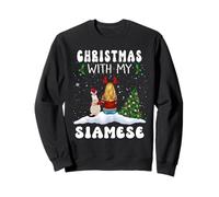 Christmas with My Siamese Cat Kitty Funny Xmas Felpa
