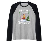 Christmas with My Sphynx Cat Kitty Funny Xmas Maglia con Maniche Raglan