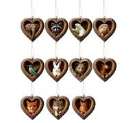 Christmas Wooden Hanging Ornament - Vintage Farm Animals Round, Faux Wood Piece set, Country Farmhouse Wood Holiday Decor for Christmas Tree Decoration, Solid and Reliable Woods Material, Multi Color