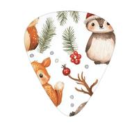Christmas-Woodland-Animals - Confezione da 12 plettri per chitarra con 3 spessori e scatola portaoggetti, plettri in ABS per basso elettrico