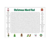 Christmas Word Search Poster, Giant Holiday Word Search Wall Poster, 31" X 20" Wall Game with 50 Words, Jumbos Christmas Activity Posters for Families, Christmass Game, Fun Interactive Holiday Party
