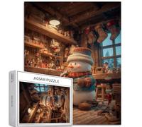 Christmas Workshop Puzzles for Adults Warm Atmosphere Art Jigsaw challenging Family Activity Games Colorful DIY Craft Puzzle per la decorazione della casa Regali 50 x 68 cm