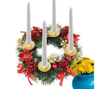 Christmas Wreath Candle Holder - 30cm Artificial Candle Ring Wreath, PVC Holiday Centerpiece Decoration | Table, Wedding, Home, Festive Christmas Display, Red Silver Gold Violet, Candles Not Included