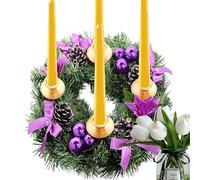 Christmas Wreath Candle Holder - 30cm Artificial Candle Ring Wreath, PVC Holiday Centerpiece Decoration | Table, Wedding, Home, Festive Christmas Display, Red Silver Gold Violet, Candles Not Included