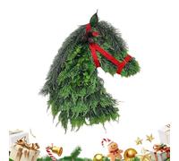 Christmas Wreath - Horse Head Artificial Greenery, Funny Door Decoration, Festive Holiday Accent, Outdoor Porch Patios Garden, Farmhouse Barn Wall Party, Design Ornament