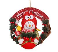 Christmas Wreath Sustainable | Lifelike Santa Claus Design for Door/Wall/Pane Decor | Rattan Wood Holiday Wreath for Home/Party/Hotel | 11 Inch Festive Decoration