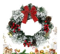 Christmas Wreaths For Front Door,Winter Wreath With Bells Bow Berries | Seasonal Décor Artificial Garland For Window Fireplace Mantle Wall Indoor Outdoor Home Porch Front Door Hotel Restaurant Win