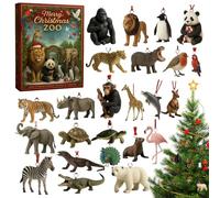 Christmas Zoo Countdown Calendar - 2D Acrylic | 24 Days of Holiday Countdown with Zoo-Themed 2D Acrylic Animal Pendants for Tree Decor, Fun Christmas Ornaments for Kids, Teens, Family Daily Activities
