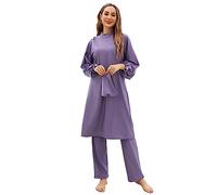 Christol Donna Musulmana Costumi da Bagno 3 Pezzi Copertura Completa Burkinis Islamico Arabo Modesto Costumi da Bagno Prendisole Beachwear Top Pantaloni Costume