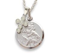 Christopher James of London Collana con ciondolo a forma di croce di San Cristoforo, in argento Sterling 925 massiccio, design tradizionale di San Cristoforo e preghiera dei viaggiatori, regalo da