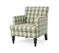 Christopher Knight Home Great Deal Furniture Poltrona da club in tessuto trapuntato, scacchiera verde