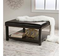 Christopher Knight Home Living Kelapith - Panca ottomana in poliuretano, con scaffale, colore: Marrone