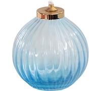 Christus Ampolla Elegante Azzurra Piccola in Vetro Rigato con Gigler in Ottone Dorato - Lampada Decorativa per Atmosfere Accoglienti a Cera Liquida - Ideale per Illuminare e Arredare con Stile