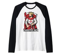 Christus Rex Cattolico Cristo Re Sacro Cuore Maglia con Maniche Raglan