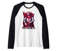 Christus Rex Cattolico Cristo Re Sacro Cuore Maglia con Maniche Raglan