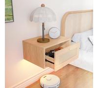 ChromaCasa Comodino Sospeso con LED RGB, Comodini Sospesi Camera da Letto con 1 Cassetto, Di Alta Qualità & Mobiletto Salvaspazio per Camera da Letto E Soggiorno (Finitura Legno, 40 X 30 X 20 cm)