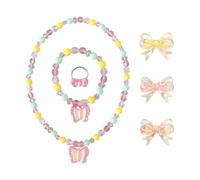 CHROMACRAFT 1 Collana, 1 Braccialetto, 1 Anello E 3 Forcine A Farfalla, Gioielli per Ragazze, Gioielli Carini, Gioielli Creativi con Elementi Farfalla