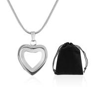 CHROMACRAFT 1 Collana con Ciondolo con Cornice per Foto A Forma di Cuore E 1 Custodia, Collana in Acciaio Inossidabile, Collana Creativa, Collana Commemorativa