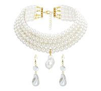 CHROMACRAFT 1 Collana di Perle Multistrato, 1 Paio di Orecchini di Perle dalla Forma Speciale, Gioielli di Perle Vintage, Gioielli di Perle dalla Forma Speciale, Collana da Donna Elee