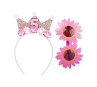 CHROMACRAFT 1 Fascia per Corona per Il 5° Compleanno E 1 Bicchiere per Compleanno, Accessori per Feste di Compleanno, Accessori per Ragazze, Oggetti di Scena per Foto, Forniture per Feste