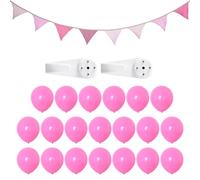 CHROMACRAFT 1 Gagliardetto Rosa, 20 Palloncini Rosa, 2 Ganci Autoadesivi, Gagliardetti Decorativi per La Cameretta dei Bambini, Set di Decorazioni Rosa per Il Compleanno delle Ragazze