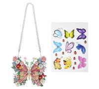 CHROMACRAFT 1 Pendente da Appendere con Diamante A Forma di Farfalla E 1 Adesivo da Parete A Farfalla, Pendente da Appendere Tempestato di Strass, Decorazione della Casa