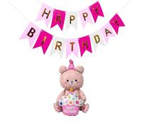 CHROMACRAFT 1 Pezzo di Orso Torta Palloncino, 1 Pezzo di Lampeggiante Lettera Bandiera, Bambino Compleanno Palloncino, Fumetto Carino Palloncino, Decorazione del Partito Banner.