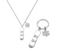 CHROMACRAFT 1 Portachiavi da Snowboard E 1 Collana da Snowboard, Gioielli dallo Stile Creativo, Gioielli Interessanti, Gioielli in Metallo