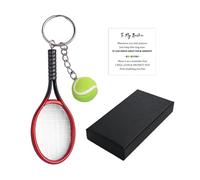 CHROMACRAFT 1 Portachiavi Racchetta da Tennis, con 1 Biglietto di Auguri E 1 Confezione Regalo, Portachiavi Regalo, Portachiavi Amante del Tennis