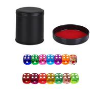 CHROMACRAFT 1 Tazza per Dadi in Pelle E Velluto con Coperchio E 10 Dadi Colorati, Accessori per Giochi da Tavolo, Giochi di società Interattivi, Giocattoli da Lancio