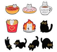 CHROMACRAFT 10 Spille per Gatti E Cibo, Spille Divertenti dei Cartoni Animati, Spille Decorative Carine, Spille per Vestiti, Spille Decorative per Borse