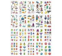 CHROMACRAFT 10 Tatuaggi A Tema Mostri, 10 Tatuaggi A Tema Spaziale, Set di Tatuaggi per Bambini, Tatuaggi Colorati di Cartoni Animati, Tatuaggi Temporanei per Ragazzi/Ragazze