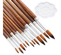 CHROMACRAFT 12 Pennelli in Legno E 1 Tavolozza Bianca, Strumenti per Dipingere, Materiale Artistico, Adatti per Pittura Acrilica, Olio E Tempera