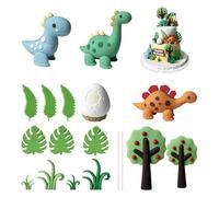 CHROMACRAFT 16 Pezzi di Ornamenti A Tema Foresta di Dinosauri, Ornamenti per Decorazioni per Torte, Decorazioni per Torte per Bambini, Articoli per Feste