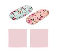 CHROMACRAFT 2 custodie per occhiali con motivo floreale, 2 panni per occhiali, custodia rigida per occhiali da donna, montatura per occhiali da lettura, custodia sottile per occhiali, Colore: rosso,