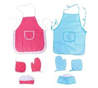 CHROMACRAFT 2 Grembiuli per Bambini con 2 Cappelli da Cuoco, 2 Guanti da Cucina E 2 Presine, Accessori da Forno, Accessori da Cucina