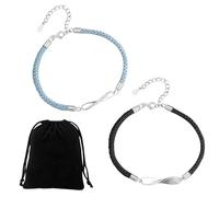 CHROMACRAFT 2 Paia di Braccialetti, 1 Borsa con Cordoncino, Braccialetto Semplice alla Moda, Braccialetto Regolabile, Braccialetto Regalo di San Valentino