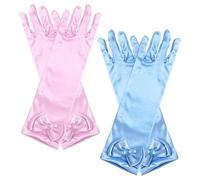 CHROMACRAFT 2 Paia Di Guanti Con Fiocco Per Bambini, Guanti Lunghi Da Principessa, Guanti Per Spettacoli Di Festa, Semplici Guanti In Tinta Unita, Accessori Per Feste In Maschera