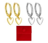 CHROMACRAFT 2 Paia di Orecchini A Forma di Cuore, 1 Sacchetto di Gioielli, Graziosi Orecchini A Forma di Cuore, Orecchini Semplici da Donna, Orecchini alla Moda, Gioielli di Cartilagine