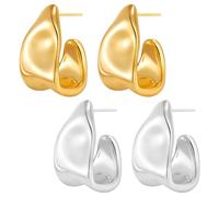 CHROMACRAFT 2 Paia di Orecchini da Donna, Orecchini Geometrici Irregolari, Orecchini Pendenti, Orecchini A Forma Speciale A Forma di C, Orecchini con personalità della Moda