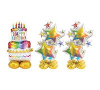 CHROMACRAFT 2 Pezzi di Palloncini A Stella Colorati, 1 Pezzo di Palloncino per Torta di Buon Compleanno, Palloncini in Alluminio di Grandi Dimensioni, Palloncini di Elio per Decorazioni per Feste