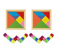 CHROMACRAFT 2 Pezzi di Serrature A Rotazione in Legno Colorate, 2 Pezzi di Puzzle Tangram, Giocattoli Puzzle Flessibili, Giocattoli di Giunzione Elastici, Oggetti di Scena per Giochi per Bambini
