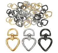 CHROMACRAFT 24 fibbie a forma di cuore, fibbie girevoli a forma di cuore, moschettone ad anello a D, fibbie decorative fai da te, accessori per chiavi, zaini, borse