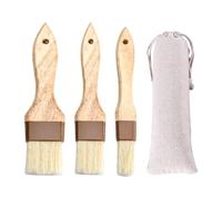 CHROMACRAFT 3 Pennelli da Pasticceria con 1 Custodia, Spazzola per Griglia, Pennello per Olio con Manico in Legno, Utensili da Forno, Accessori da Cucina