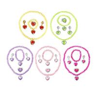 CHROMACRAFT 5 Set di Gioielli per Ragazze, Gioielli con Diamanti in Resina, Gioielli Carini, Gioielli con Ciondolo A Cuore, Accessori di Abbigliamento