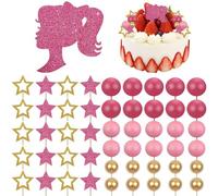 CHROMACRAFT 51 Toppers per Torta per Ragazze, Toppers Scintillanti per Torta di Buon Compleanno, Decorazioni per Feste di Compleanno per Bambini, Decorazioni per Feste di Compleanno per Ragazze