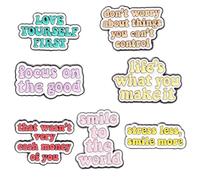 CHROMACRAFT 7 Pezzi di Spille con Frasi Inglesi, Spille con Lettere Ispiratrici, Spille Regalo, Spille per Decorazioni di Abbigliamento, Spille Creative