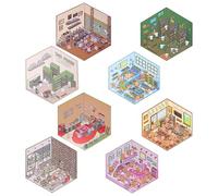 CHROMACRAFT 8 Set di Adesivi per Scene di Case in Miniatura, Adesivi per Case 3D, Giocattoli Adesivi Creativi, Adesivi Interessanti, Giocattoli per Bambini