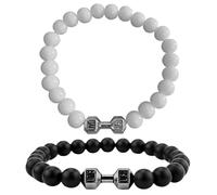 CHROMACRAFT Braccialetti con Perline con Manubri da 2 Pezzi, Braccialetti con personalità della Moda, Braccialetti Elastici, Braccialetti con Elementi Fitness, Braccialetti Regalo